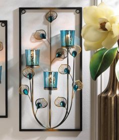 Peacock Three Candle Wall Sconce